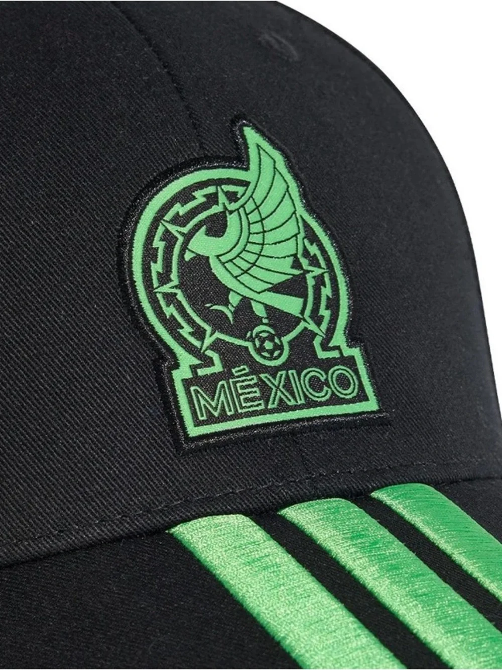adidas Black Baseball Cap with Mint Green 3 stripes Mexico world cup logo KE7873